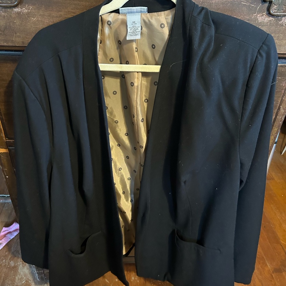 Black Open Front Blazer